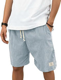 Mens Corduroy Shorts Elastic Waist Drawstring Casual Summer Beach Lounge Short
